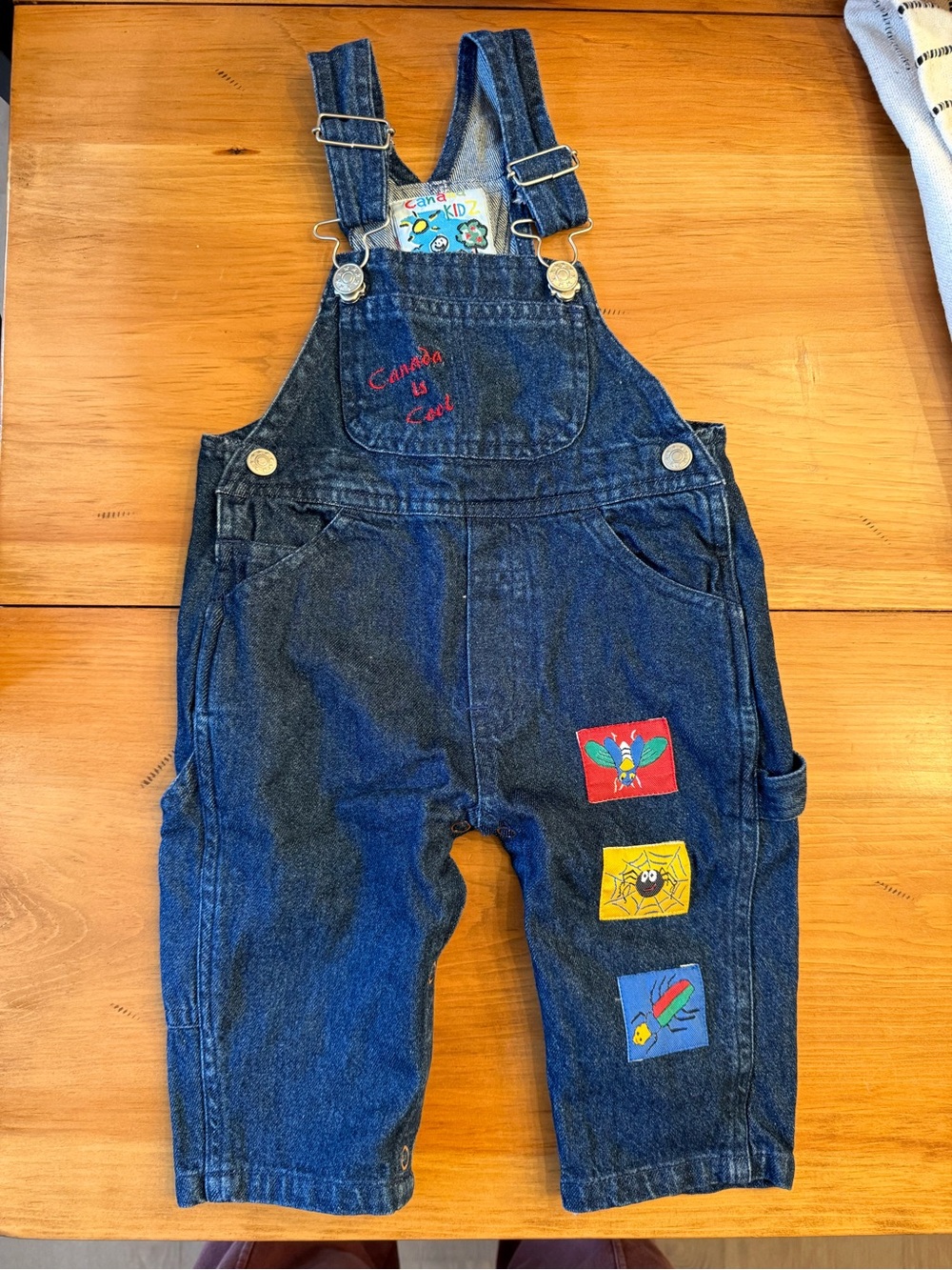 Vintage Denim Canada Kid 2 Overalls I love Canada Characters